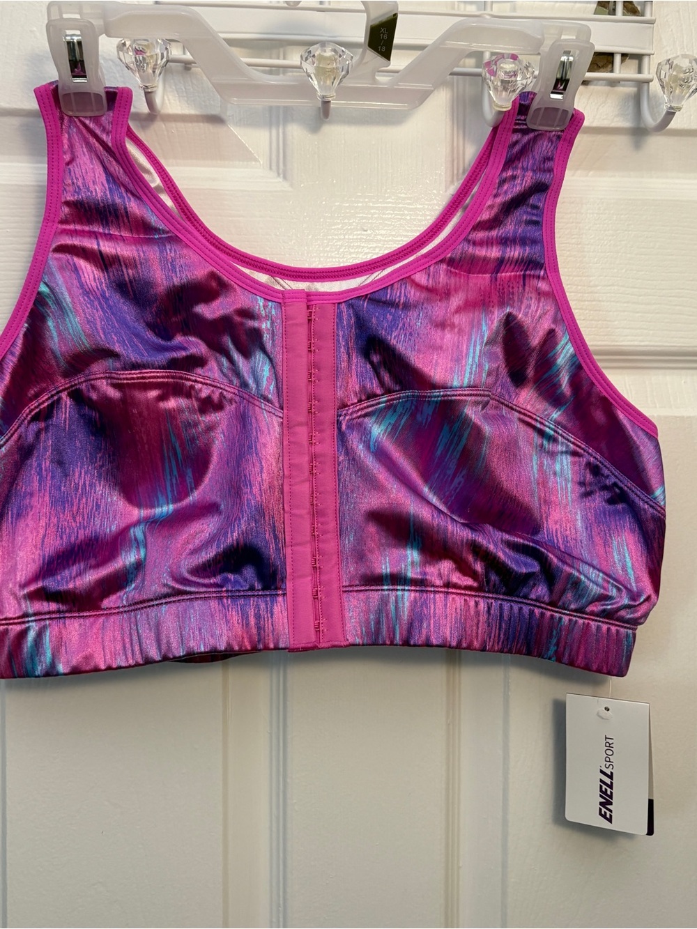 Enell Cotton Candy front closure high impact sport workout fashion Bra NWT -5